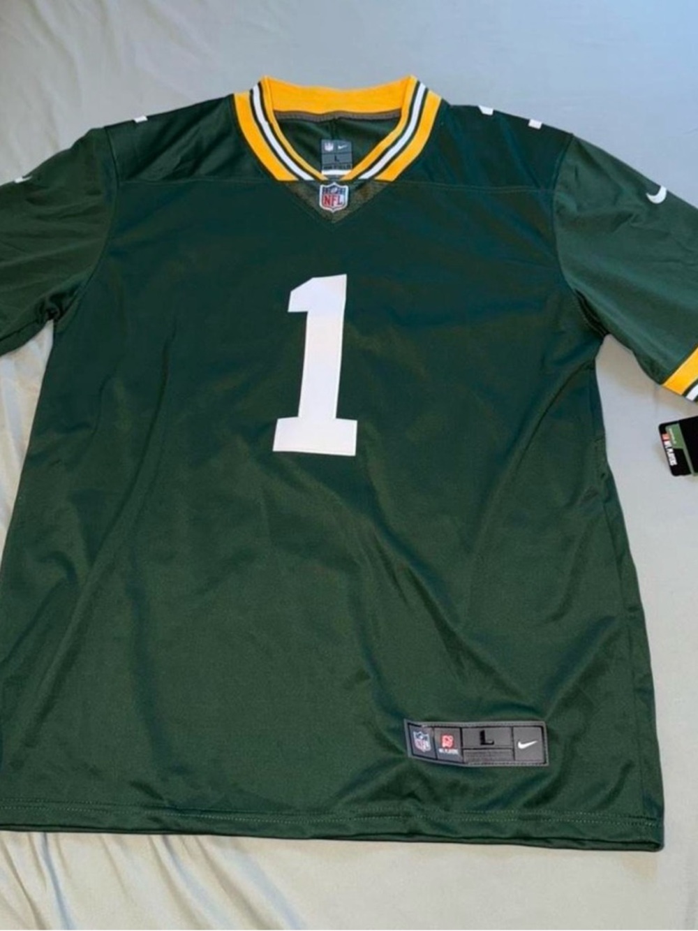 NFL Men’s Dark Green Jersey with White Number and Yellow Trim